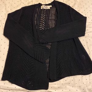 Rosie Neira Anthropologie navy blue cotton cardigan medium